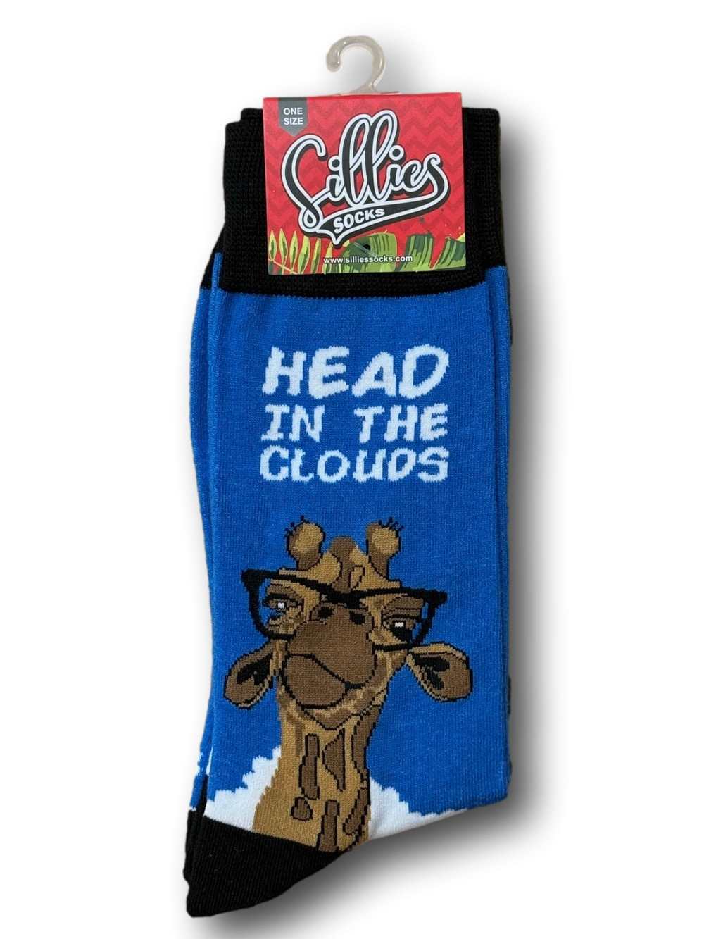 3/$18 Giraffe "Head In The Clouds" Funny Novelty Crew Socks - NWT